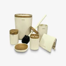 ست سرویس بهداشتی 6 پارچه کنتراست مدل شیاردار روما چوب کد TP7900
