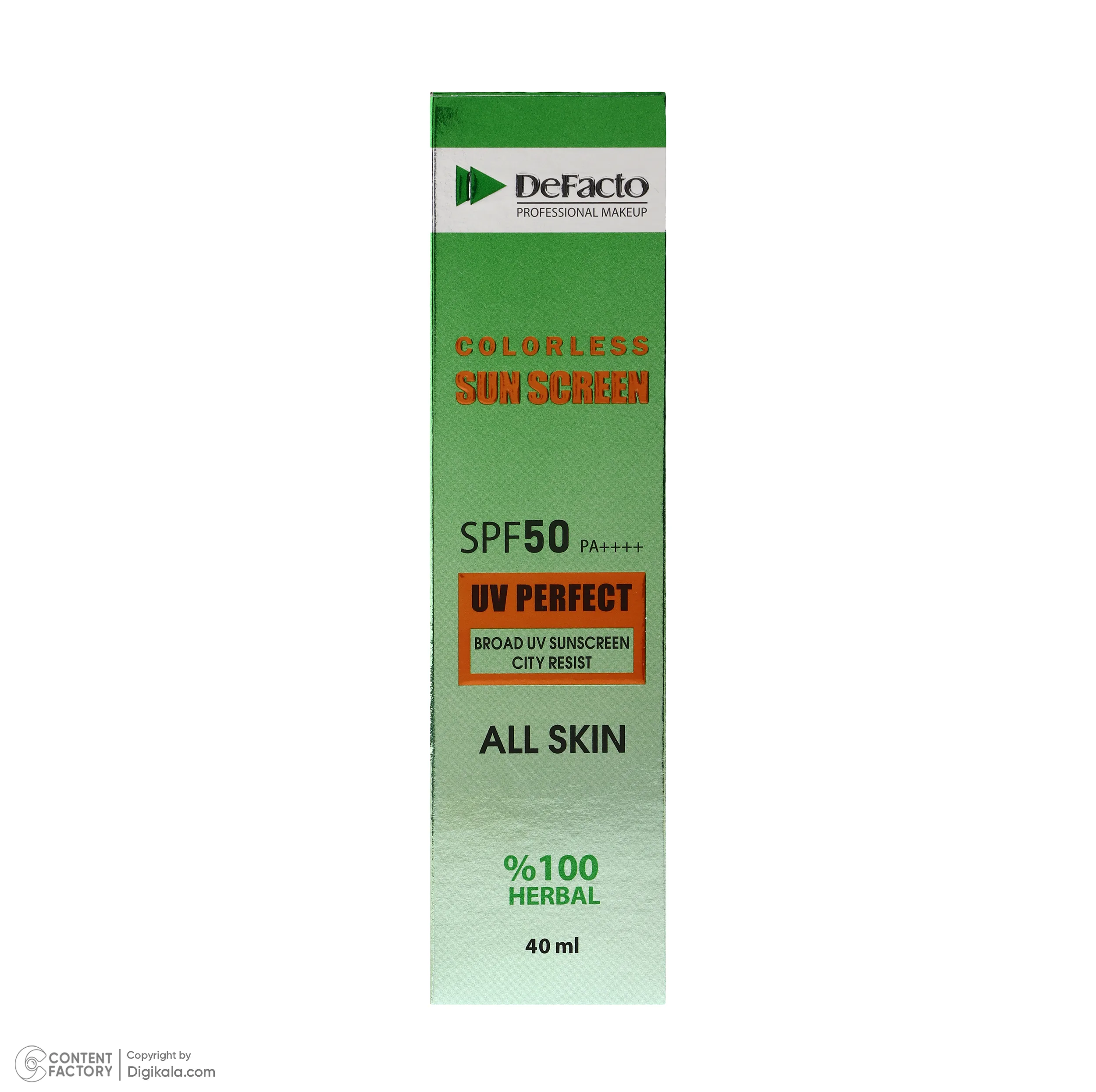 کرم ضد آفتاب بی‌رنگ دیفکتو SPF 50 مدل professional ‌مناسب برای انواع پوست‌ حجم 40 میلی‌لیتر