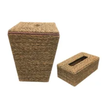 ست سطل و جعبه دستمال کاغذی حصیری مدل SH-NE05