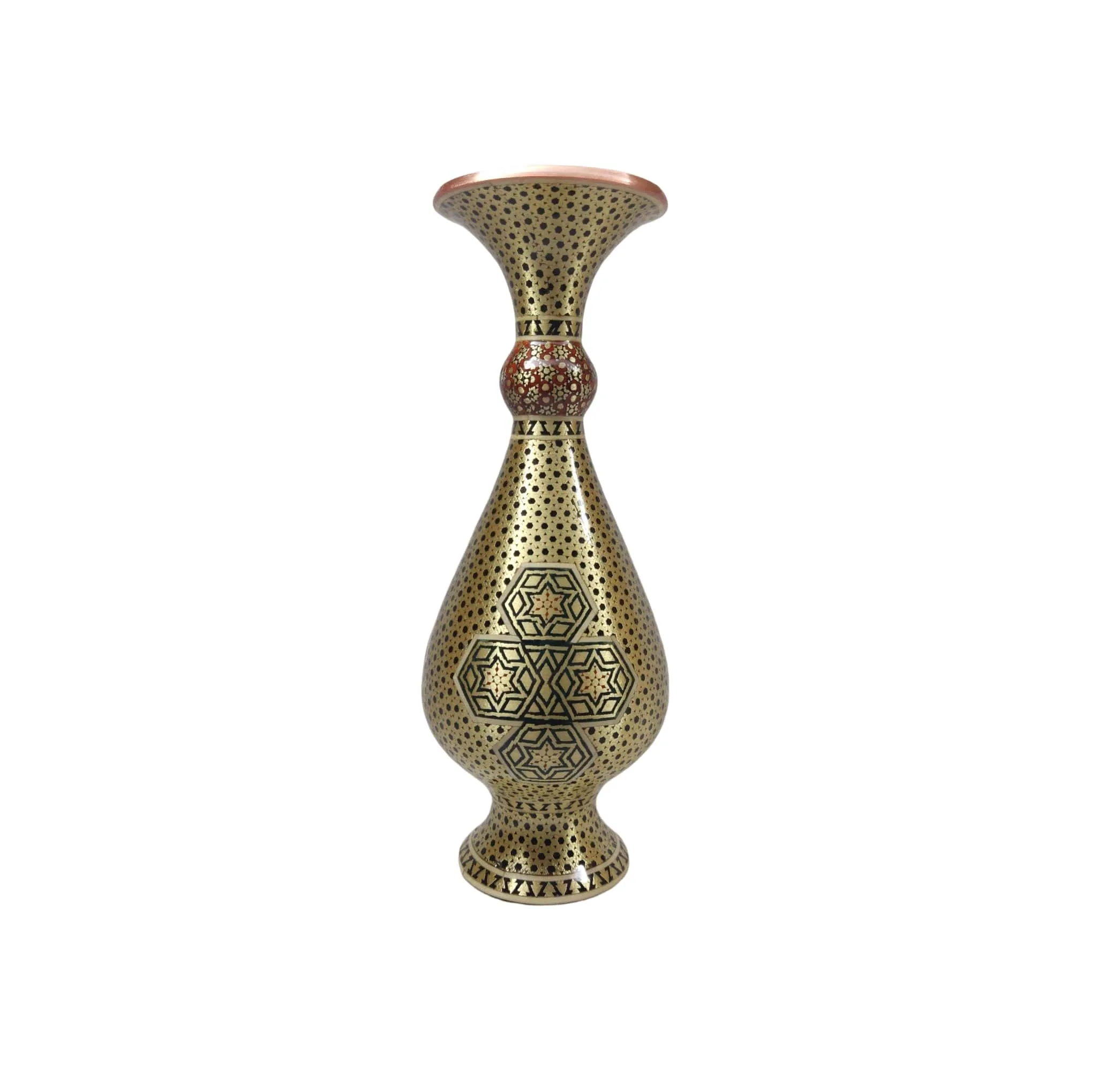 ست 3 تکه گلدان و شکلات خوری خاتم کاری مسی کد 03