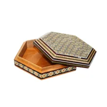 جعبه جواهرات خاتم کاری طرح 8 ضلعی کد 17154O2f2