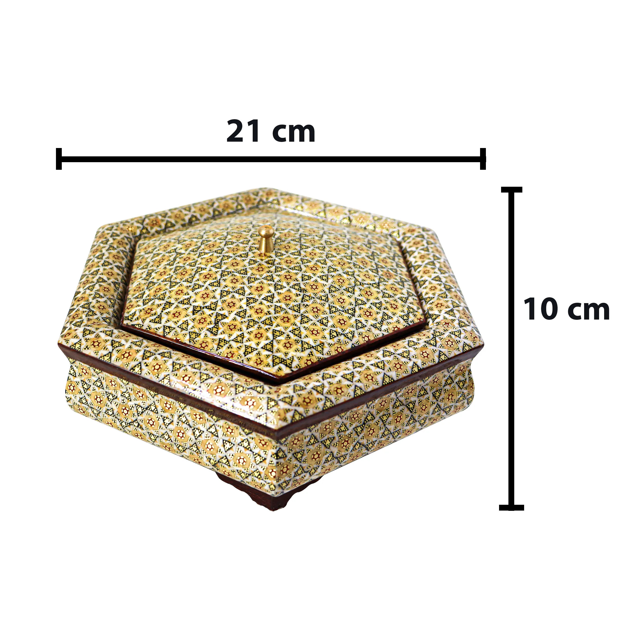 شکلات خوری خاتم کاری مدل 6 ضلعی کد 2110-2f3