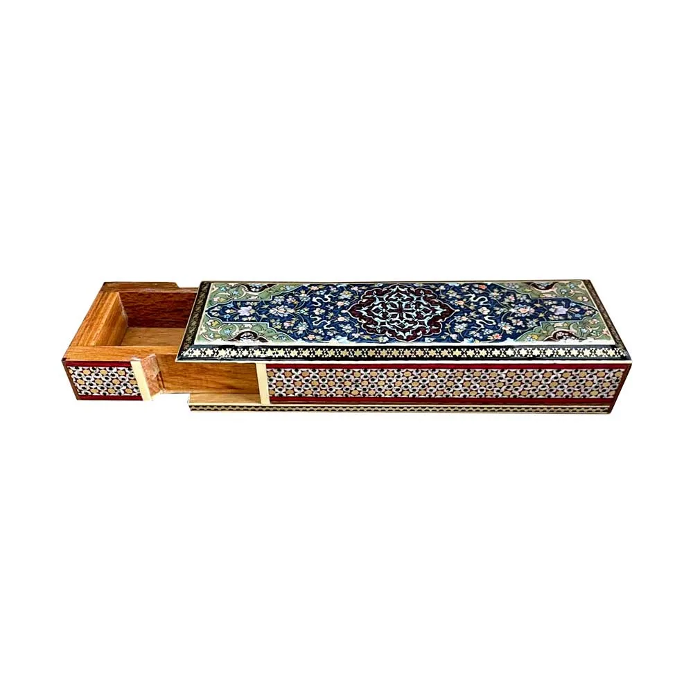 قلمدان خاتم کاری چوبی طرح تذهیب کد 06