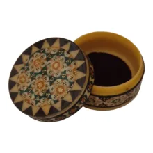جعبه جواهرات خاتم کاری چوبی مدل دایره کد 1034