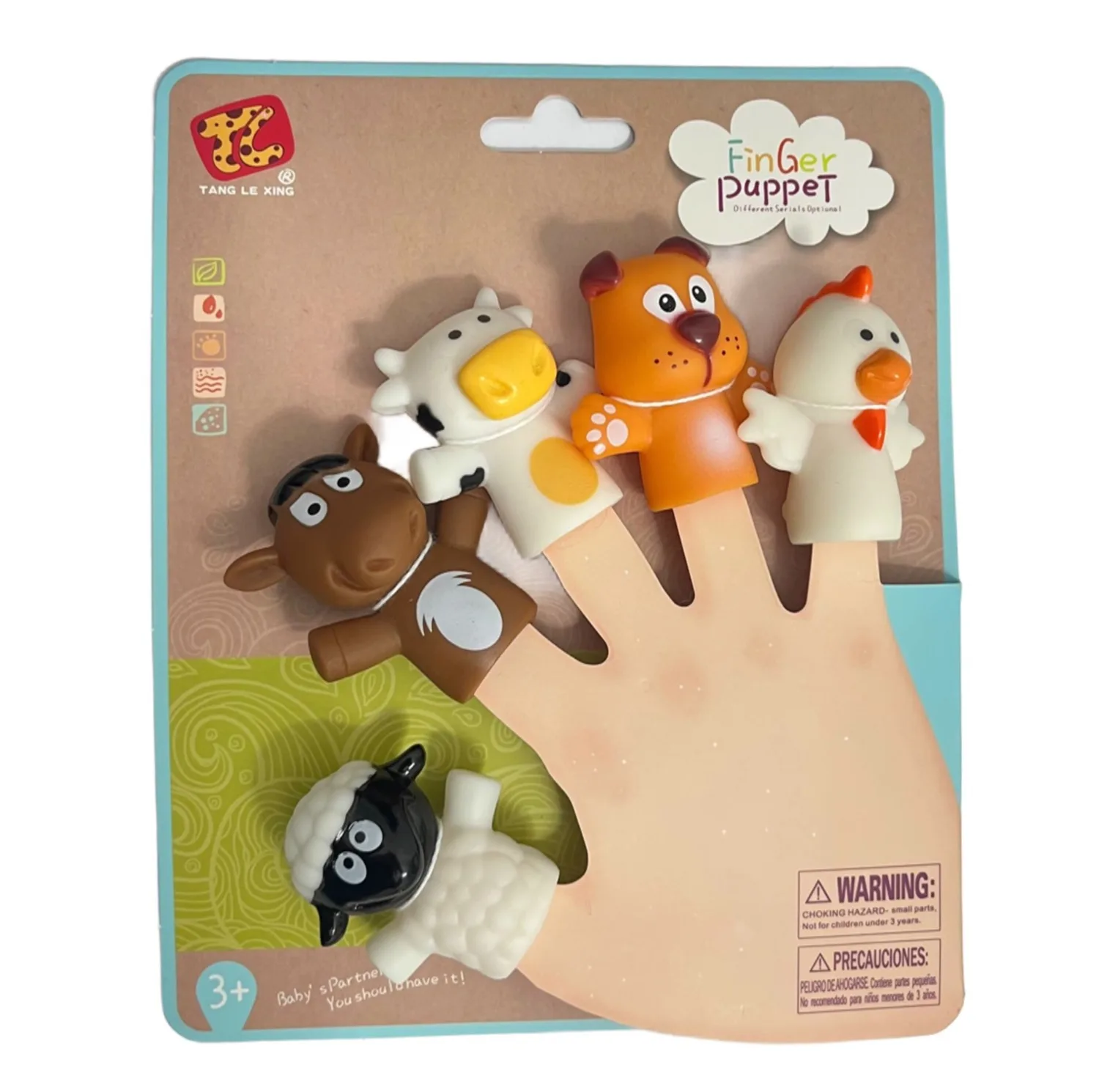 عروسک انگشتی ناب سل مدل سیلیکونی طرح حیوانات مزرعه بامزه کد FINGER PUPPET NAAB001 مجموعه 5 عددی