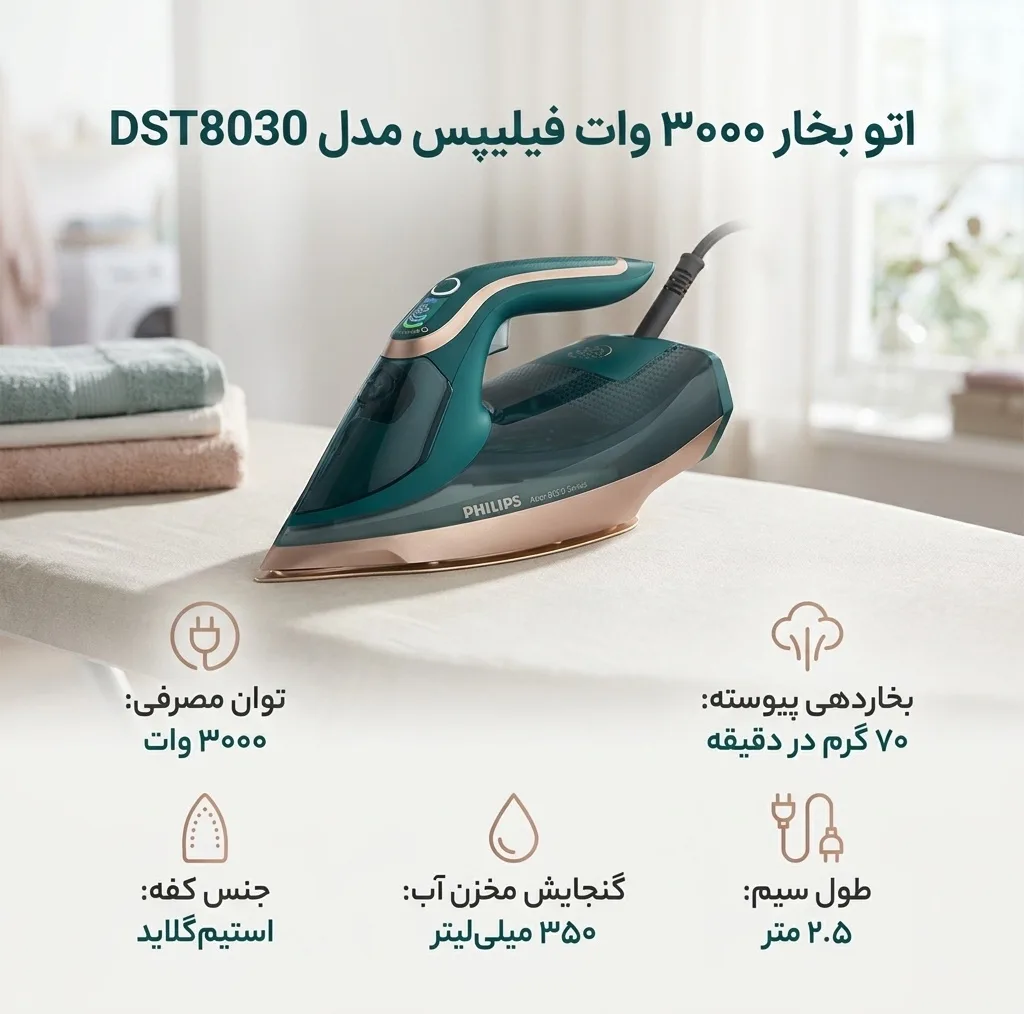 اتو بخار 3000 وات فیلیپس مدل DST8030
