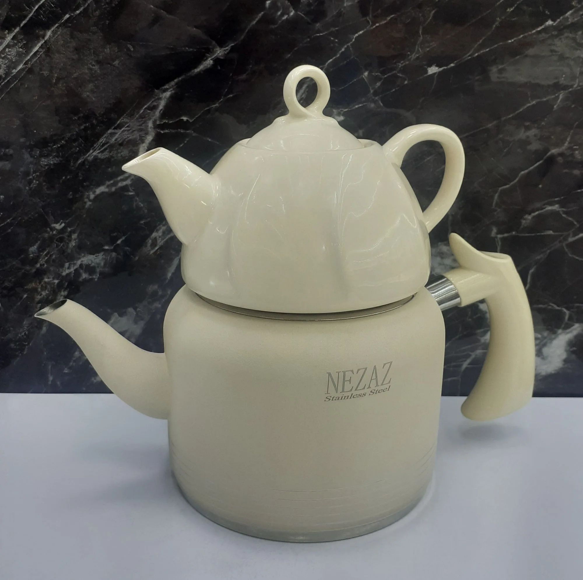 ست کتری و قوری نزاز مدل لوله دار طرح رنگی