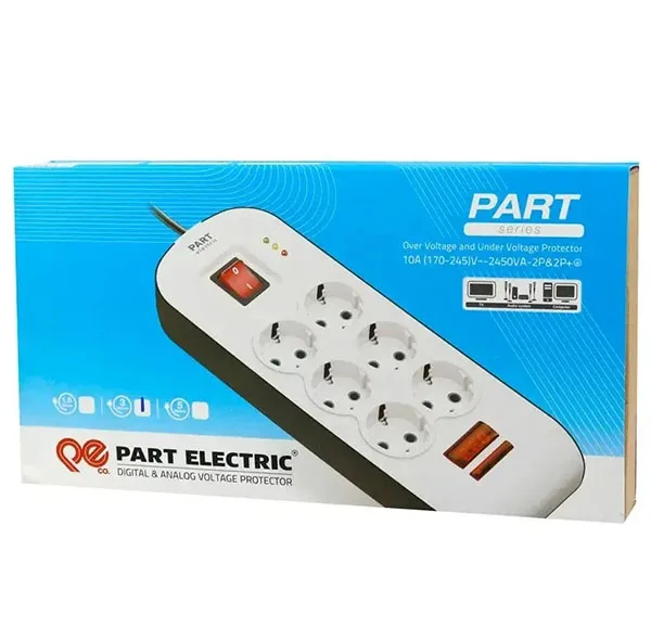 چند راهی برق و محافظ ولتاژ پارت الکتریک مدل PE8794