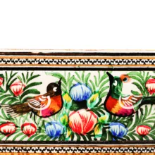 آینه خاتم کاری صنایع دستی فاخر مدل مینیاتوری طرح نقاشی گل و مرغ برجسته کد GrBl40p34in3024-5f6