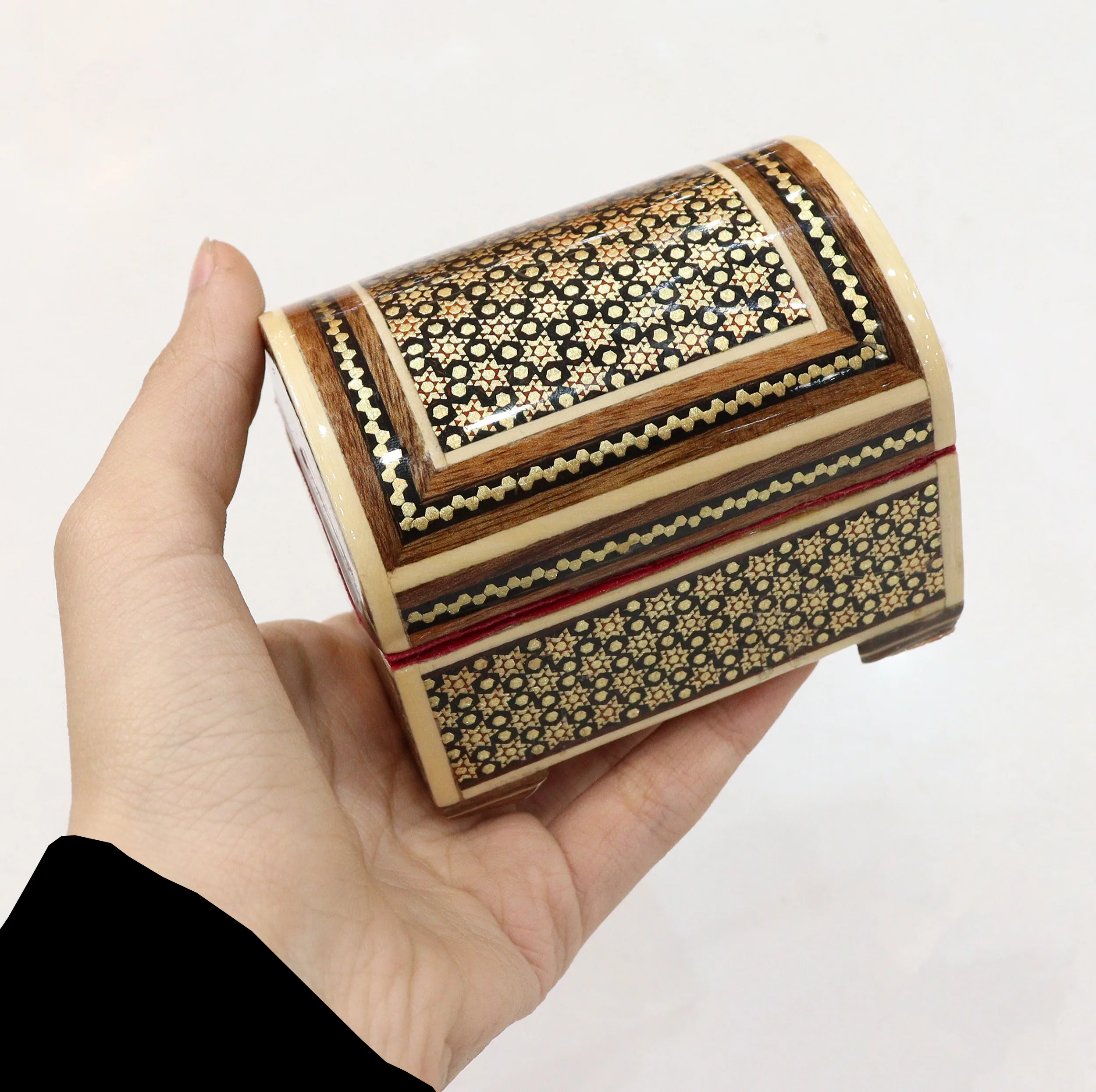 جعبه جواهرات خاتم کاری صنایع دستی فاخر  طرح ستاره کد PHQDark976