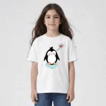 تی‌شرت آستین کوتاه بچگانه مدل پنگوئن و قلب کد v12