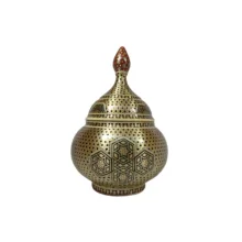 ست 3 تکه گلدان و شکلات خوری خاتم کاری مسی کد 03