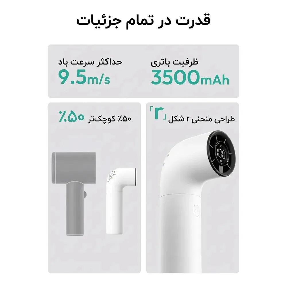 پنکه دستی شارژی اکولی مدل Aero 3500mAh