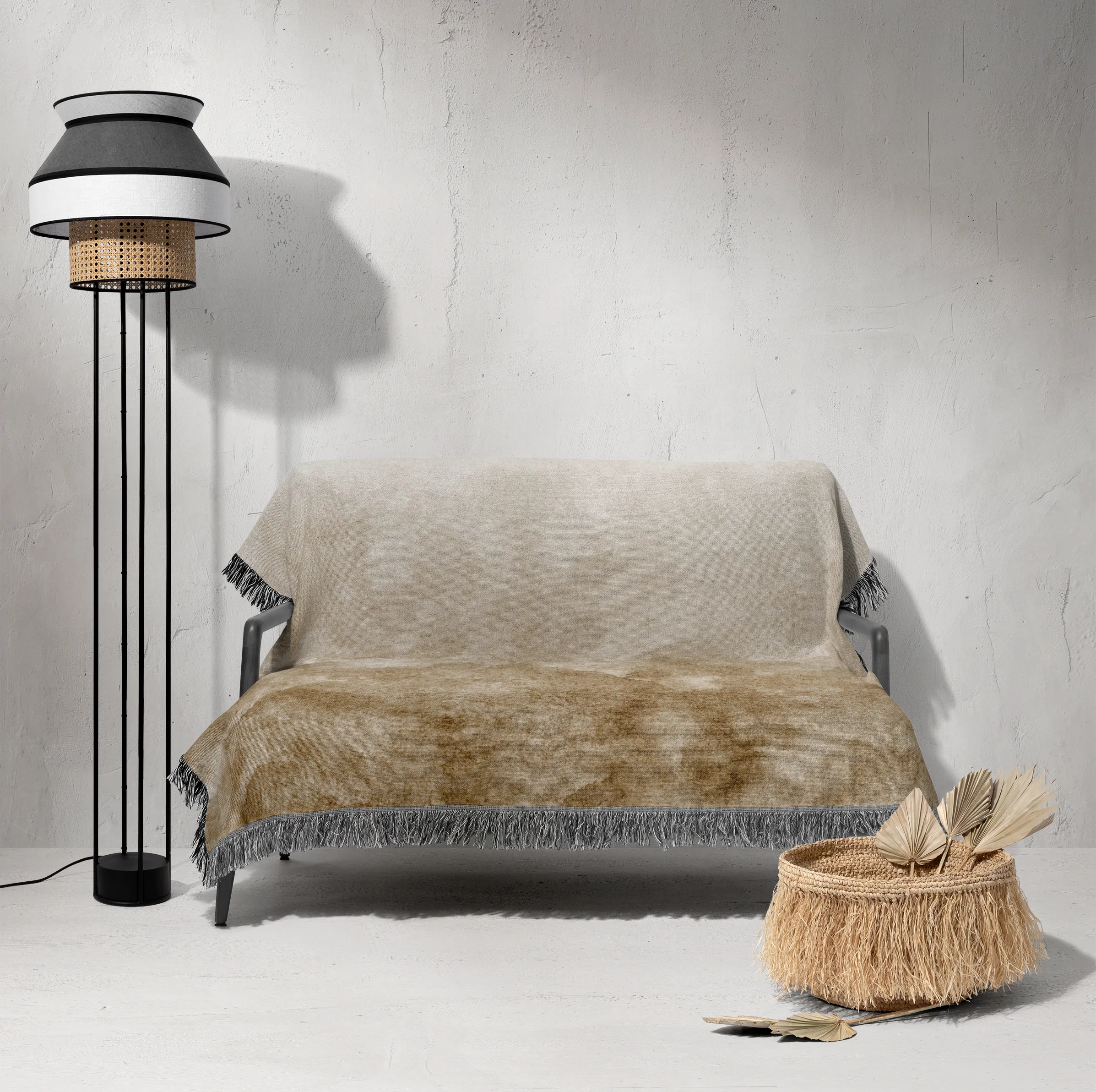 شال مبل و تخت خانه مسعود مدل مخمل ریشه دار کد 001 سایز 170x140 سانتی‌ متر