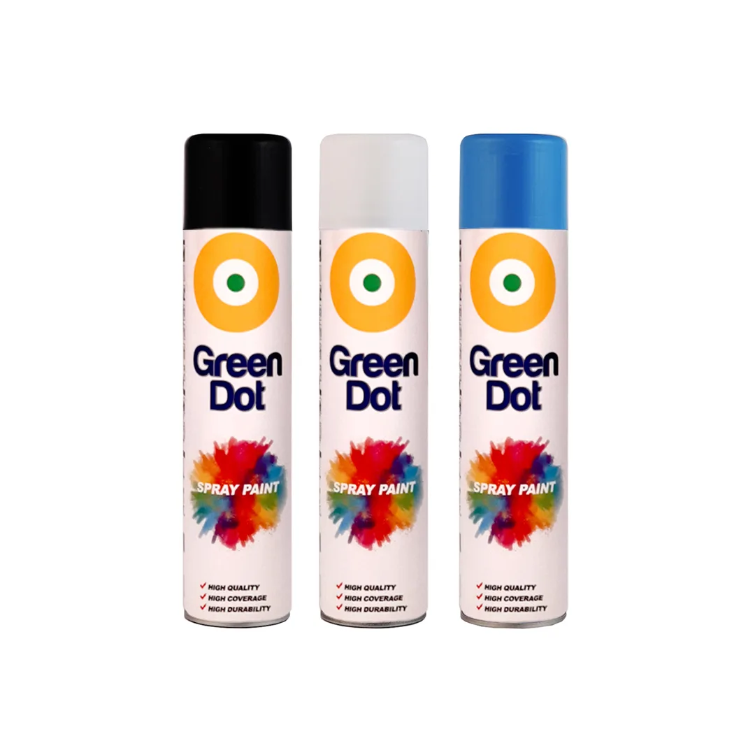 اسپری رنگ آبی روشن و مشکی براق و سفید براق گرین دات مدل color 3 حجم 250 میلی لیتر مجموعه 3 عددی