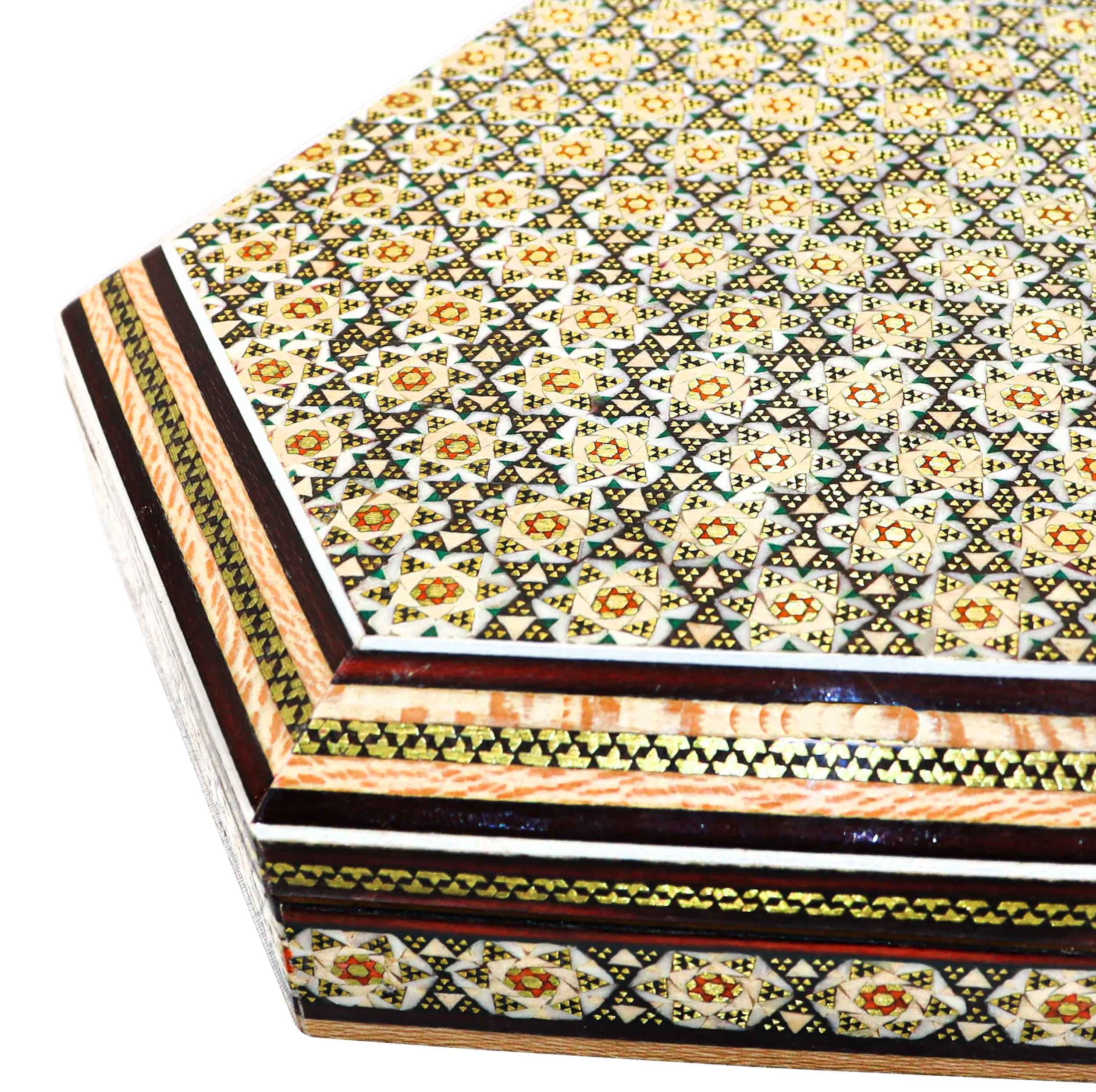جعبه جواهرات خاتم کاری طرح 8 ضلعی کد 17154O2f2