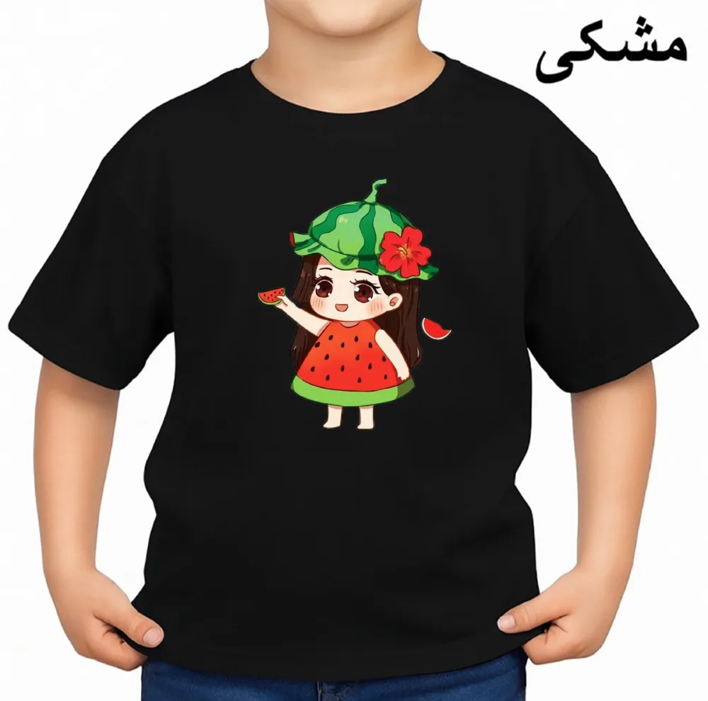 تی‌شرت آستین کوتاه بچگانه مدل دخترک یلدایی کد v43