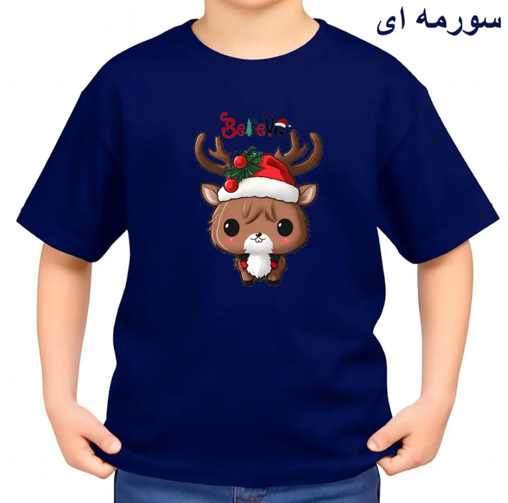 تیشرت آستین کوتاه بچگانه مدل گوزن کریسمس کد v2