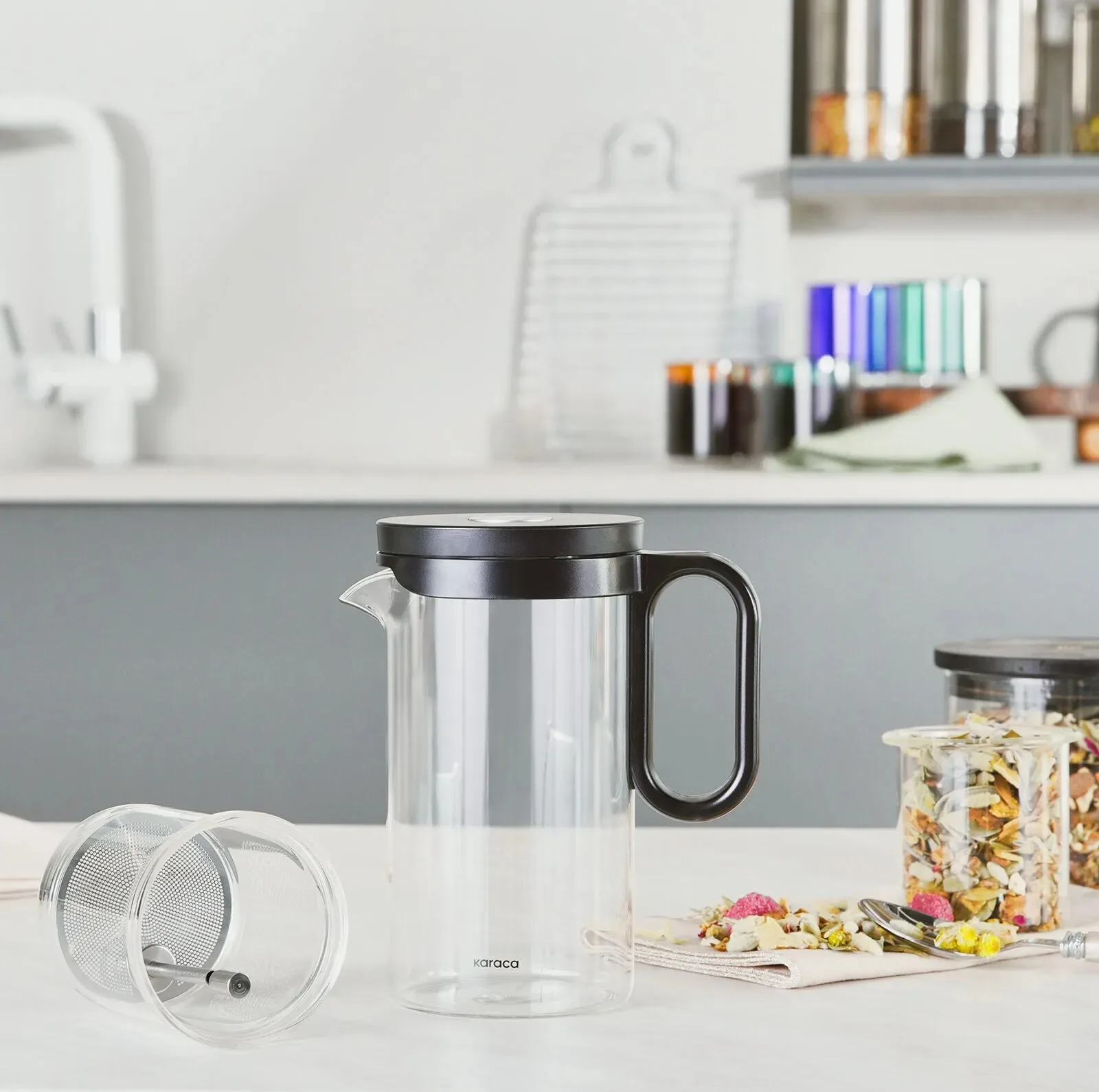 فرنچ پرس کاراجا مدل Brewy Tea Borosilikat Cam گنجایش ۵۰۰ میلی لیتر