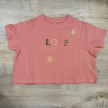 کراپ تی‌شرت آستین کوتاه دخترانه اورکیدز مدل love