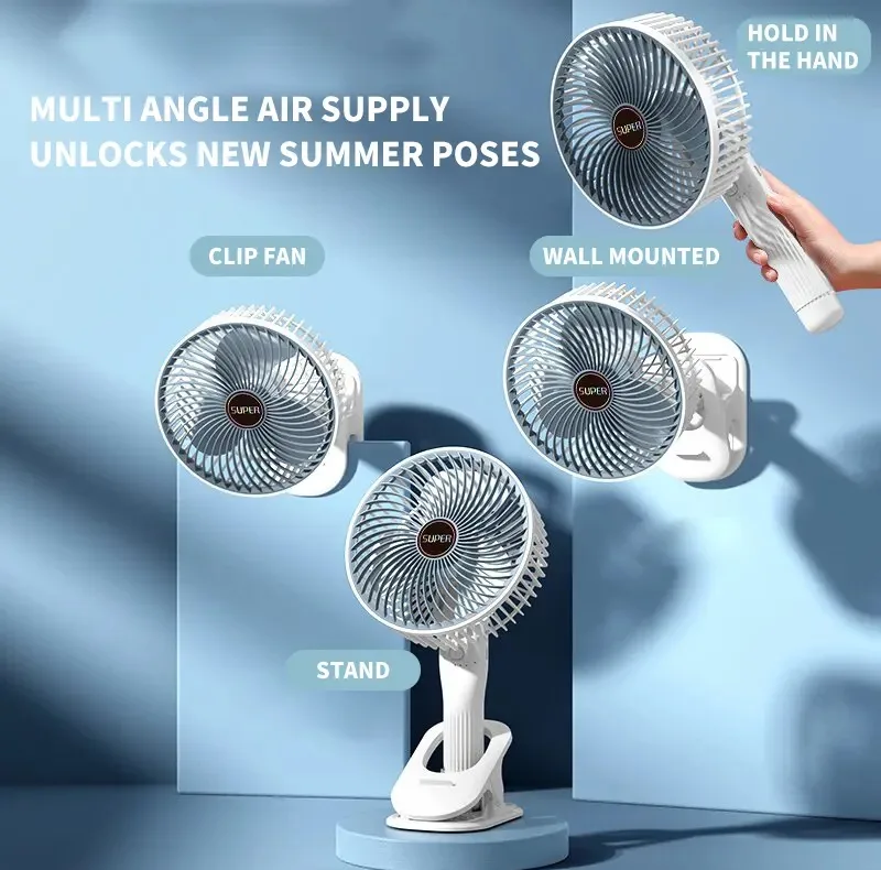 پنکه شارژی مدل Circulation Clamp Fan ظرفیت 1200 میلی آمپر ساعت