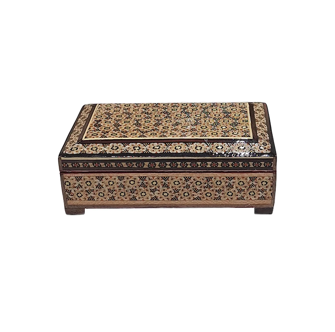جعبه جواهرات خاتم کاری چوبی مدل 121-02