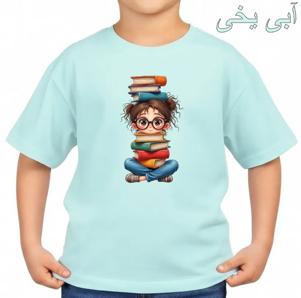 تی‌شرت آستین کوتاه بچگانه مدل دخترک کتاب کد v8