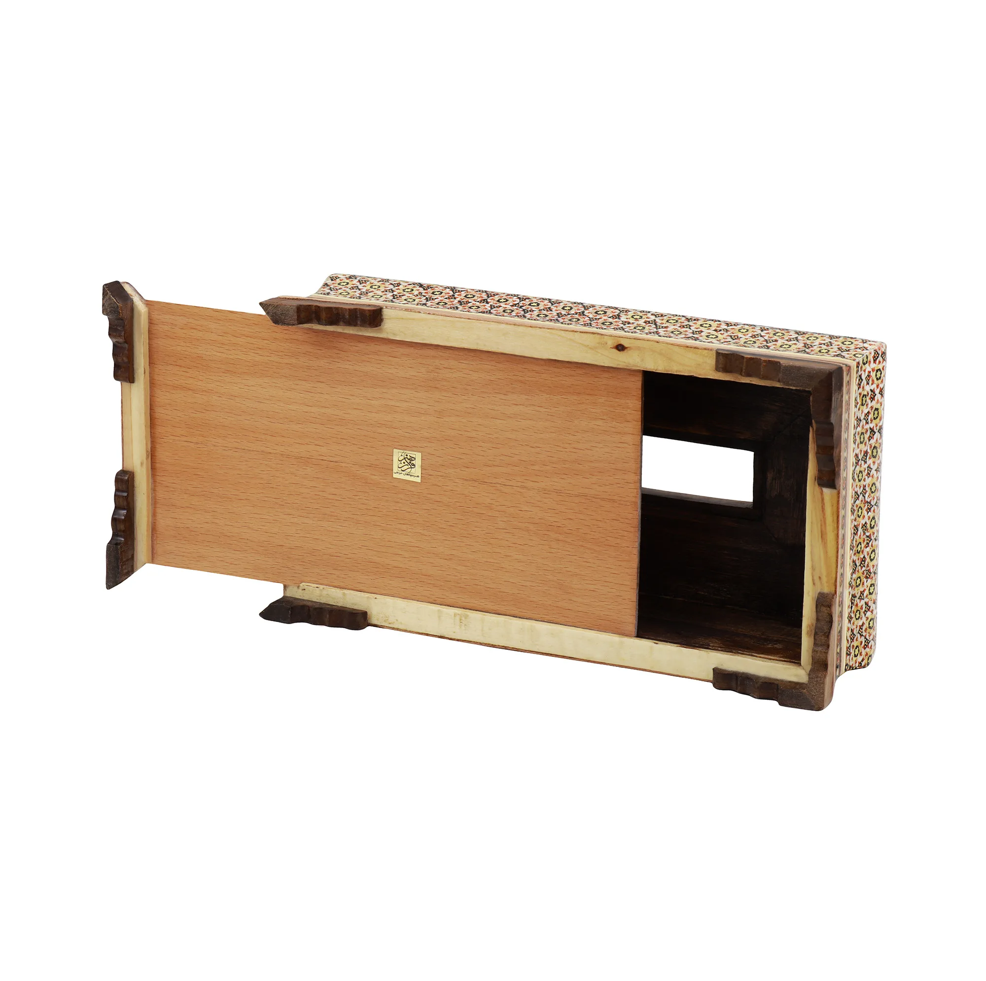 جعبه دستمال کاغذی خاتم کاری چوبی فراز هنر مدل 0010