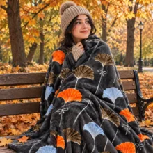پتو مسافرتی 1 نفره مدل گل بادبزنی سایز 160×220 سانتی‌متر