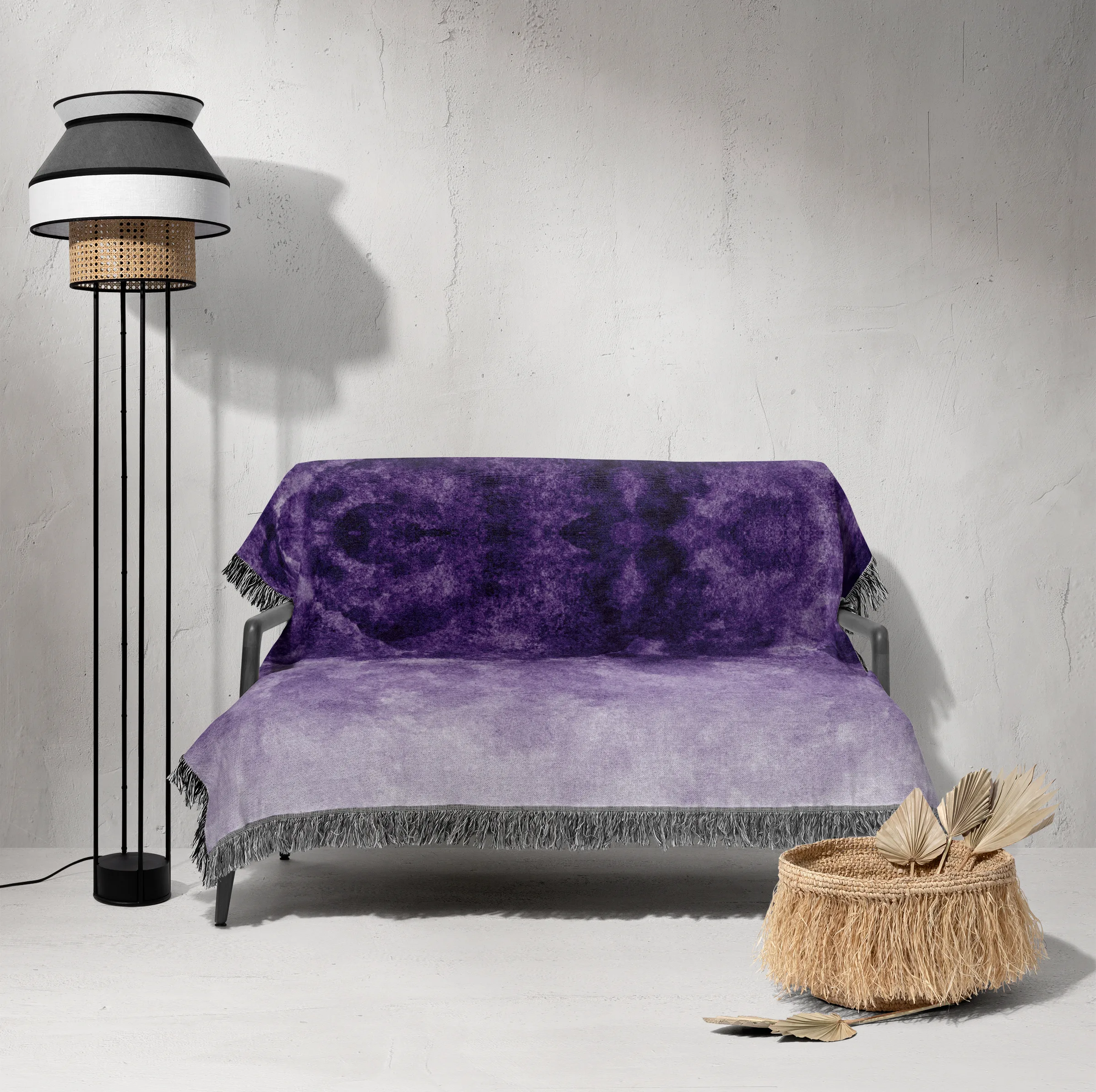 شال مبل و تخت خانه مسعود مدل مخمل ریشه دار کد 001 سایز 170x140 سانتی‌ متر