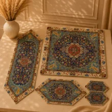 ست پنج تکه رومیزی ترمه طرح حسامی