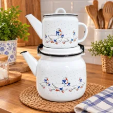 ست کتری و قوری مدل لعابی  طرح اردک گنجایش کتری 3.5 لیتر گنجایش قوری 1 لیتر
