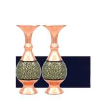 گلدان خاتم کاری مسی کد 16 بسته 2 عددی