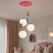 لوستر اتاق کودک چشمه نور کد R1617/3HB-PK مدل خرس خوشحال