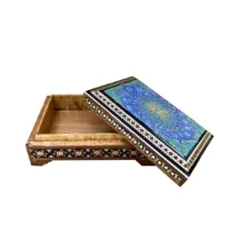 جعبه جواهرات خاتم کاری چوبی طرح تذهیب کد 25