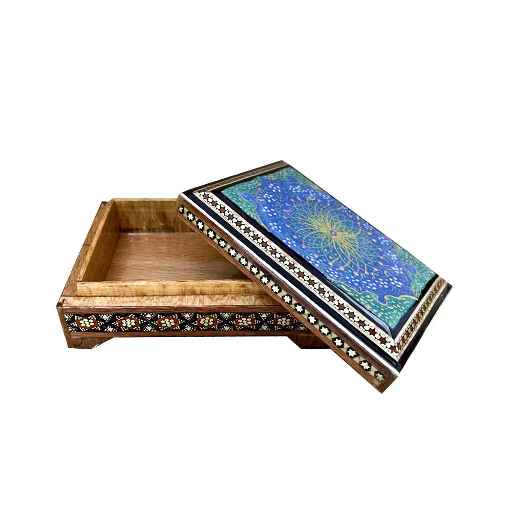 جعبه جواهرات خاتم کاری چوبی طرح تذهیب کد 25
