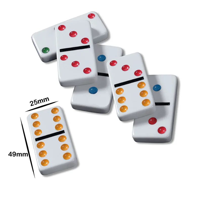 بازی فکری ناب سل مدل دومینو 28 عددی نقطه رنگی نشکن همراه با قاب فلزی کد DOUBLE SIX COLOR DOT DOMINOES NAAB001