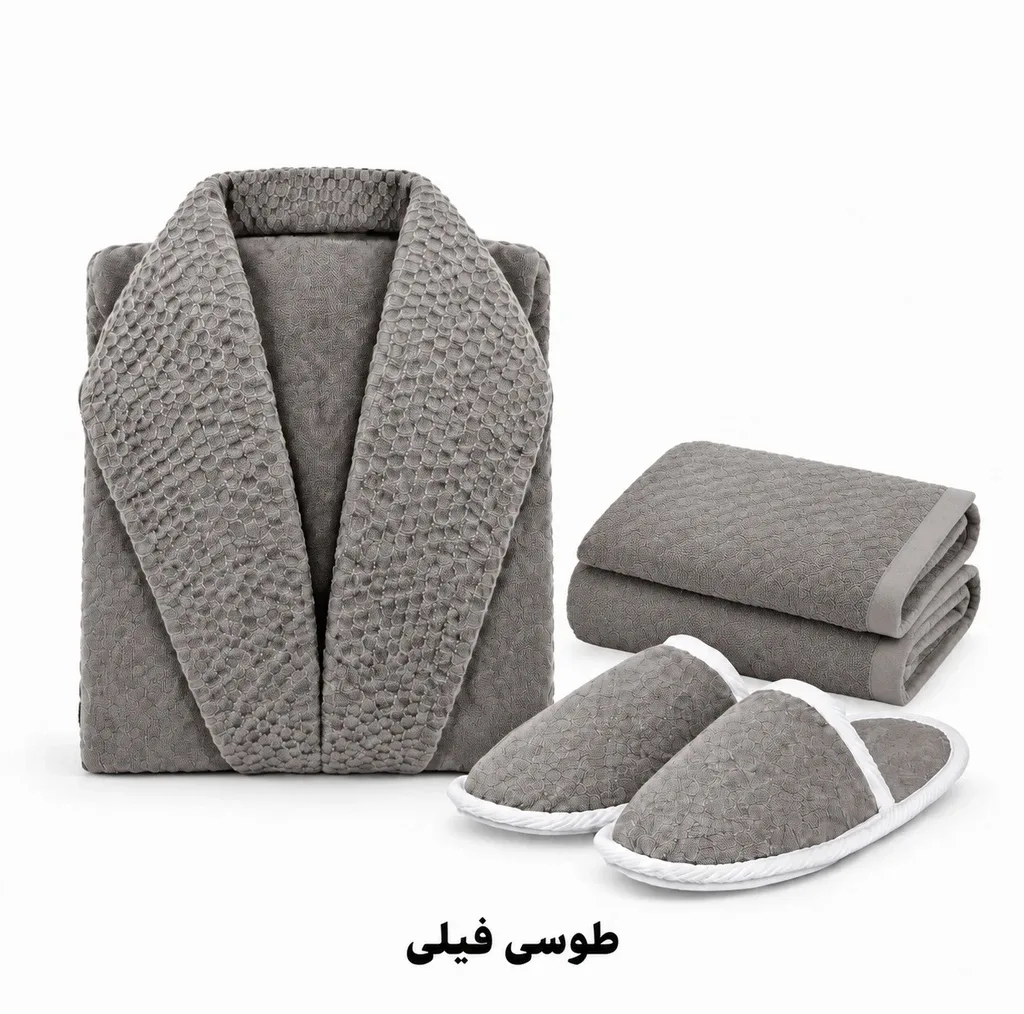 سرویس حوله پالتویی 3 تکه الماس مدل Anima سایز 125 مناسب قد 160 تا 185 سانتی متر