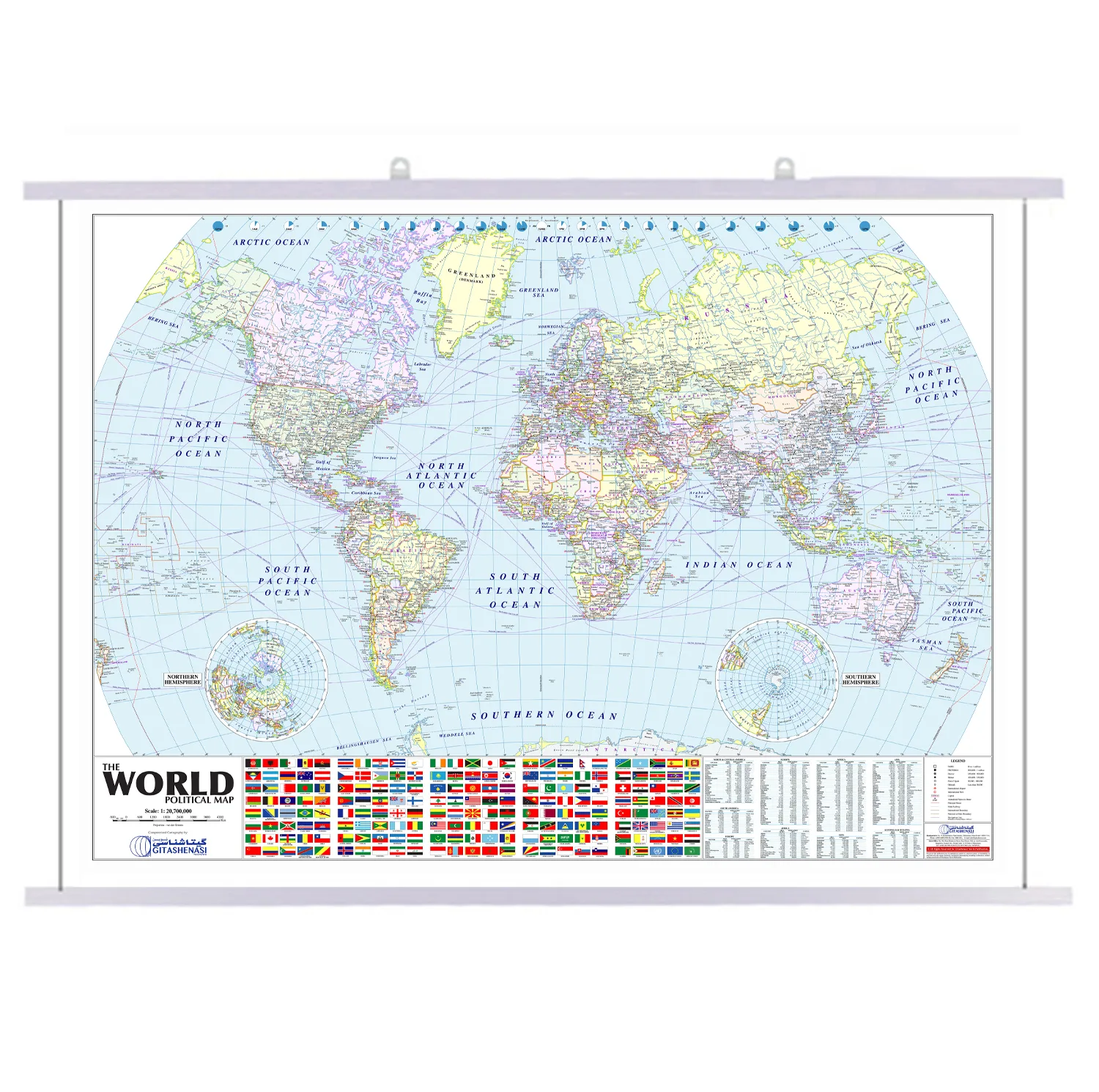 نقشه جهان انگلیسی انتشارات گیتاشناسی نوین کد A.P1287