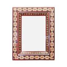 قاب عکس خاتم کاری چوبی صنایع دستی فاخر مدل سنتی طرح تک گل کد 17p14in139