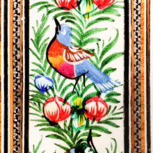 آینه خاتم کاری صنایع دستی فاخر مدل مینیاتوری طرح نقاشی گل و مرغ برجسته کد GrBl40p34in3024-5f6