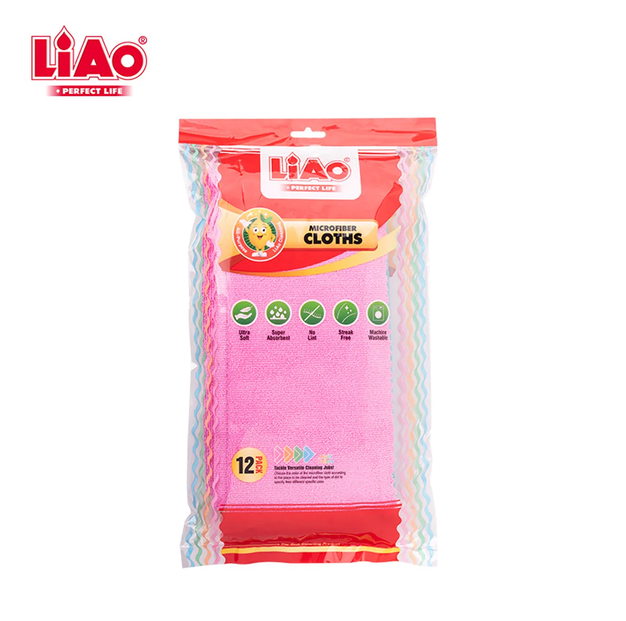 دستمال نظافت لیائو پرفکت لایف مدل MICRO 30*30 کد G130079 بسته 12 عددی