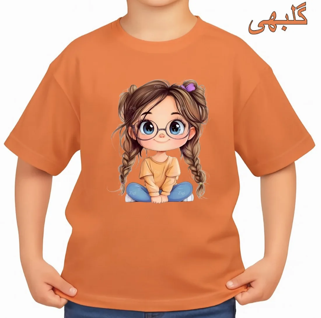 تی‌شرت آستین کوتاه بچگانه مدل دخترک عینکی کد p1