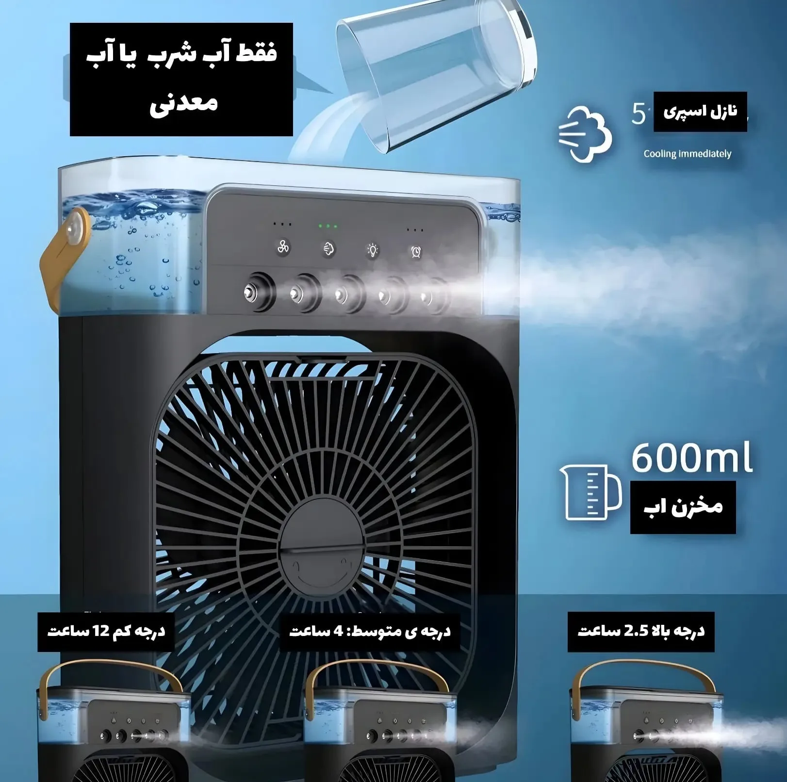 پنکه رومیزی مدل مه پاش ظرفیت 2000 میلی آمپر ساعت