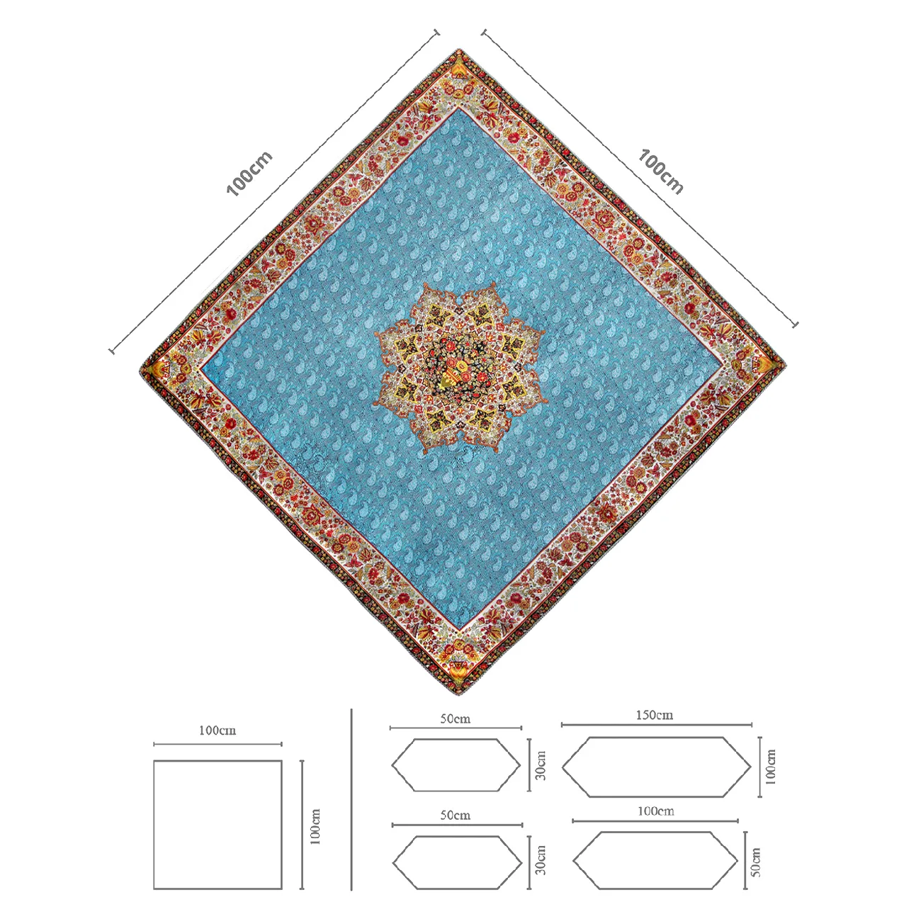 رومیزی ترمه عدل طرح گل فرنگ