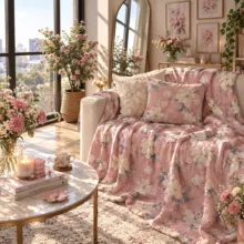 پتو مسافرتی 1 نفره طرح لیزری مدل شکوفه گیلاس سایز 160×220 سانتی‌متر