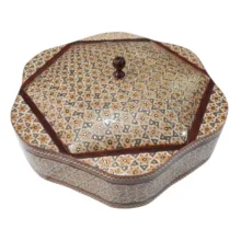 شکلات خوری خاتم کاری چوبی مدل شش گوش هلالی کد 140545