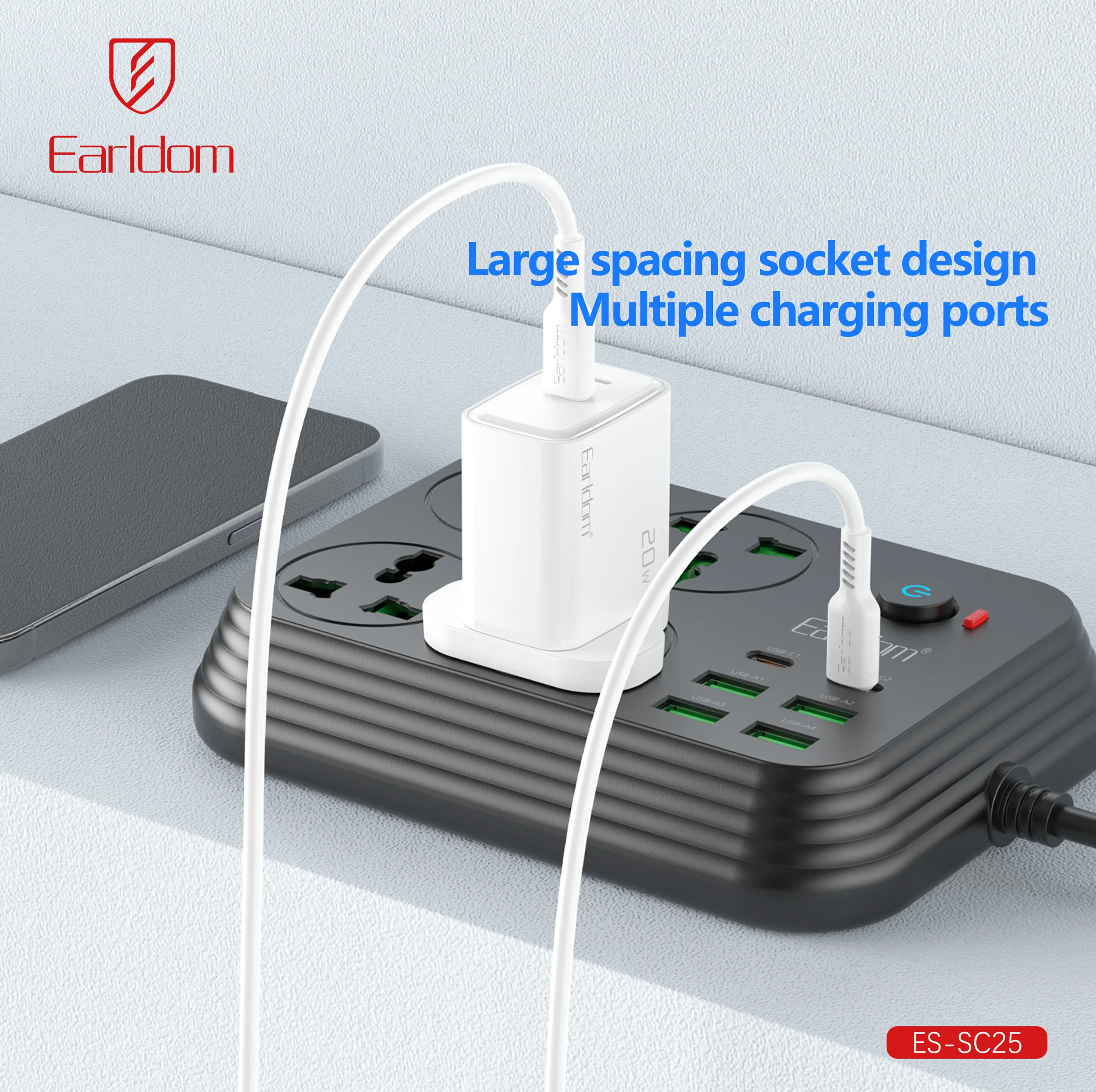 چندراهی برق ارلدام مدل POWER SOCKET SC25