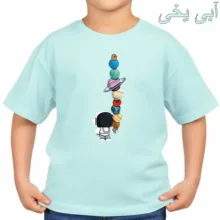 تی‌شرت آستین کوتاه بچگانه مدل فضانور و بستنی و سیاره ها کد p1