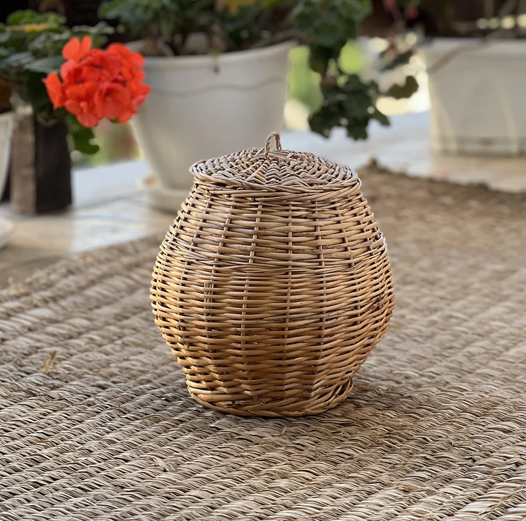 سبد حصیری مدل مروار طرح خمره دردار